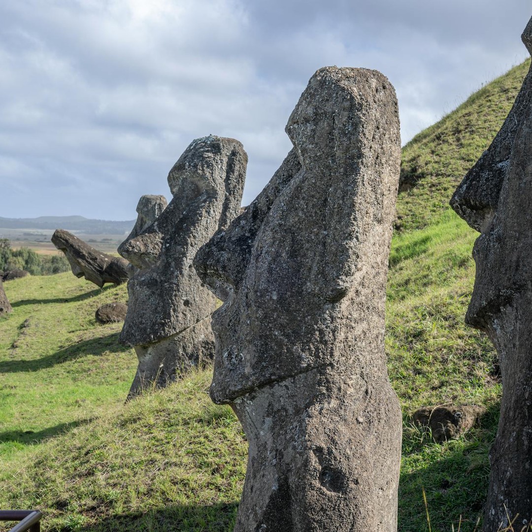 Les moaïs de l'île de Pâques ont souvent un corps enterré sous la tête visible.
